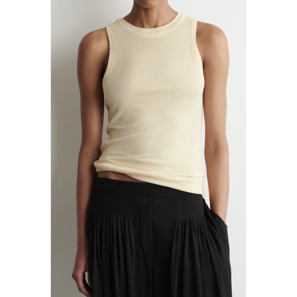 COS Tops - COS Ribbed Silk Tank Top Ivory Capsule Classic Semi Sheer Womens XS Minimalist